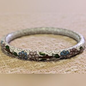 Floral Enamel Bangle Bracelet